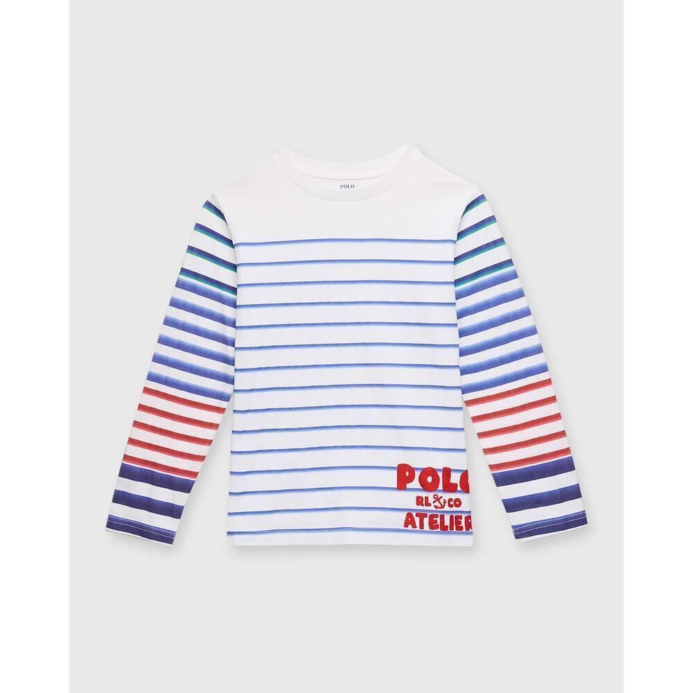Polo Ralph Lauren Boys Striped Heavyweight Jersey Long Sleeve Shirt Size 7